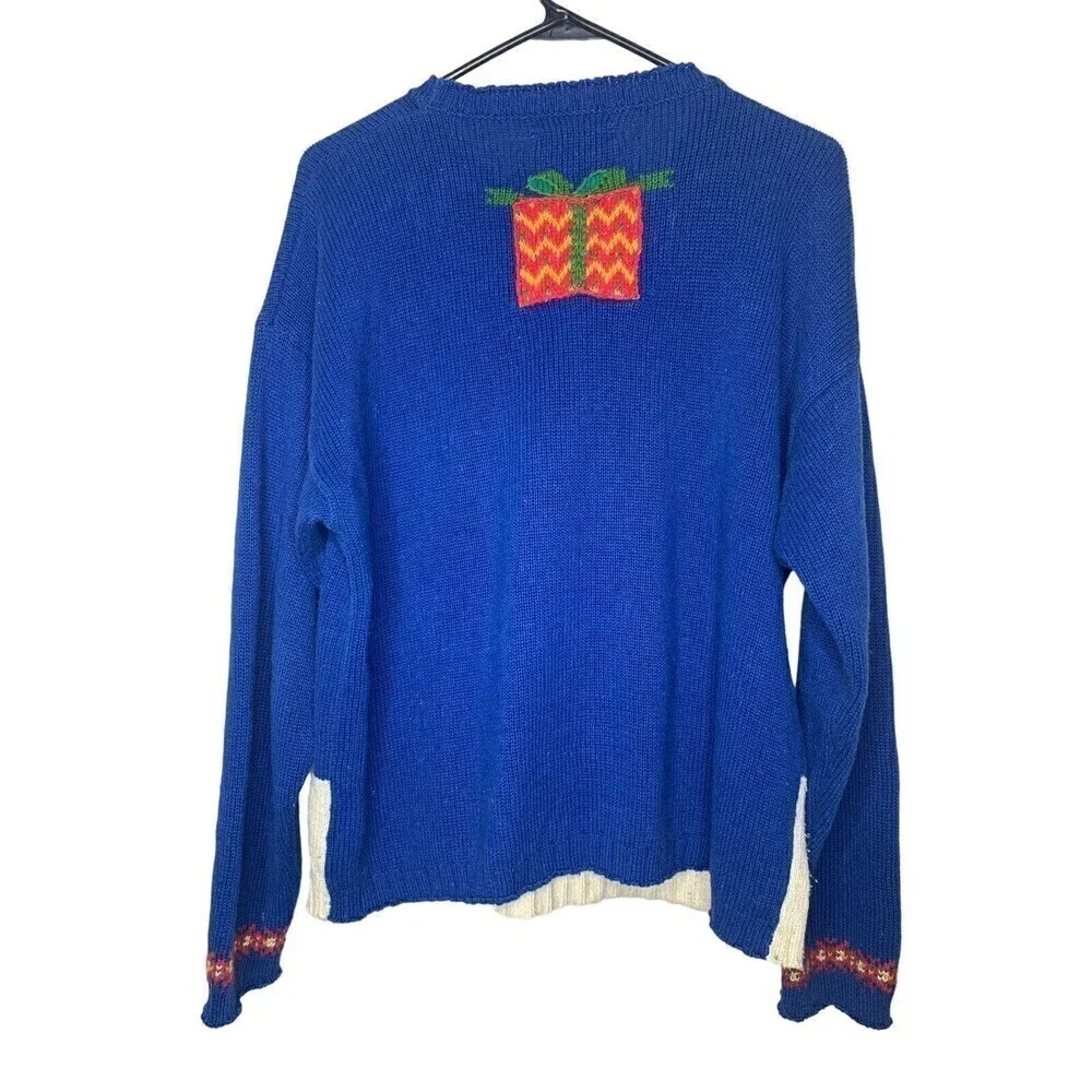 Vintage 90s Christmas Sweater Santa Clause Embroidered Northern Isles Size L